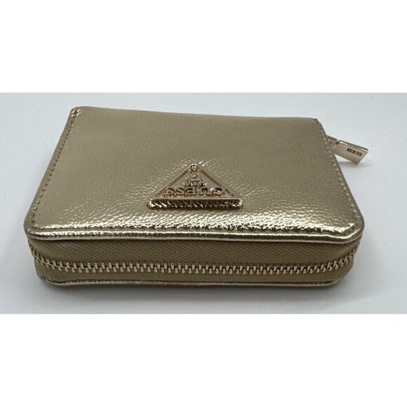 GUESS Womens Small Zip Around Wallet Shinny Gold Coin Pocket Credit Card Money - Picture 9 of 12